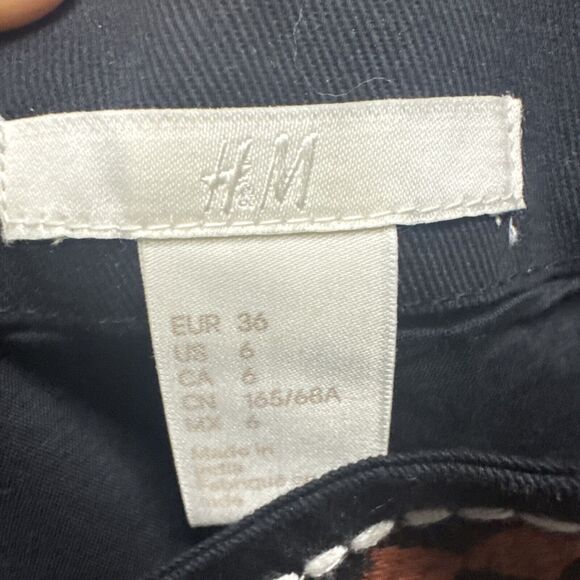 H&M Women's Embroidered and Beaded Mini Skirt Lined Size 6 Brown black - Picture 6 of 7